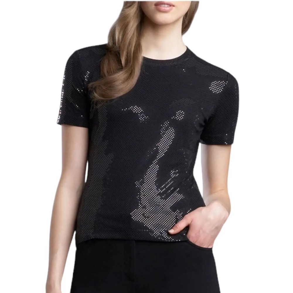 St. John Caviar sequin Black Short Sleeve top